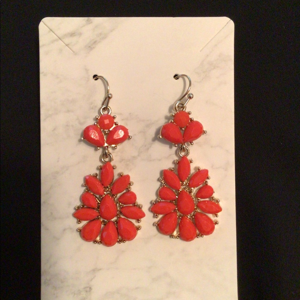 Vintage Orange & Gold tone pierced Earrings